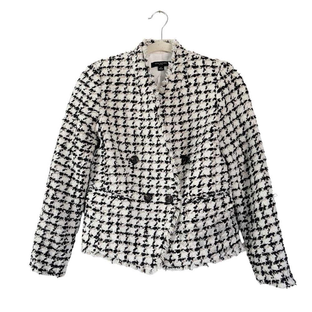Ann Taylor Black and White Houndstooth Blazer - Picture 2 of 9